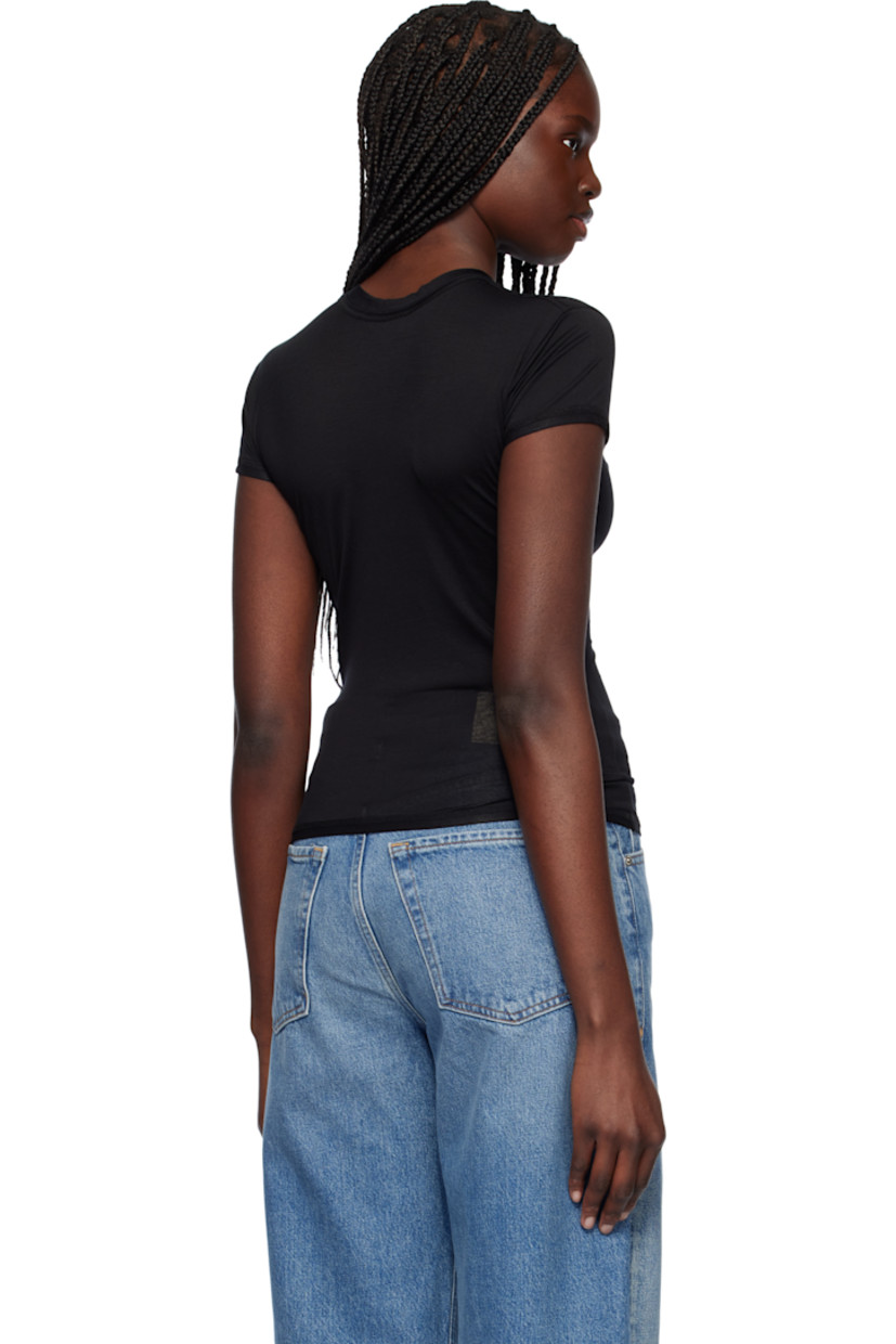 Semi-sheer stretch Tencel™ lyocell jersey T-shirt. Crewneck.

Supplier color: Black