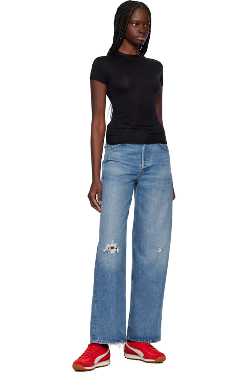 Semi-sheer stretch Tencel™ lyocell jersey T-shirt. Crewneck.

Supplier color: Black