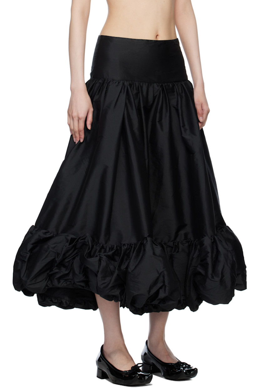 Polyester taffeta midi skirt. Gathering throughout.

· Tiered construction
· Bubble hem
· Concealed zip closure at side seam

Supplier color: Black
