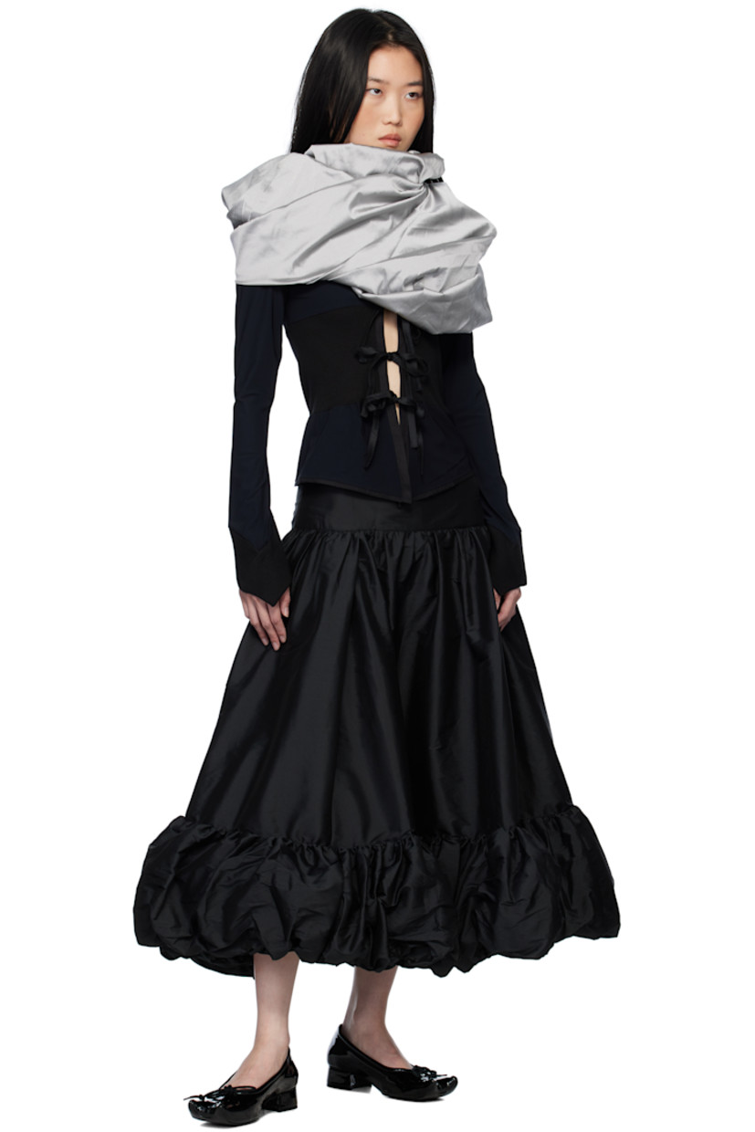 Polyester taffeta midi skirt. Gathering throughout.

· Tiered construction
· Bubble hem
· Concealed zip closure at side seam

Supplier color: Black
