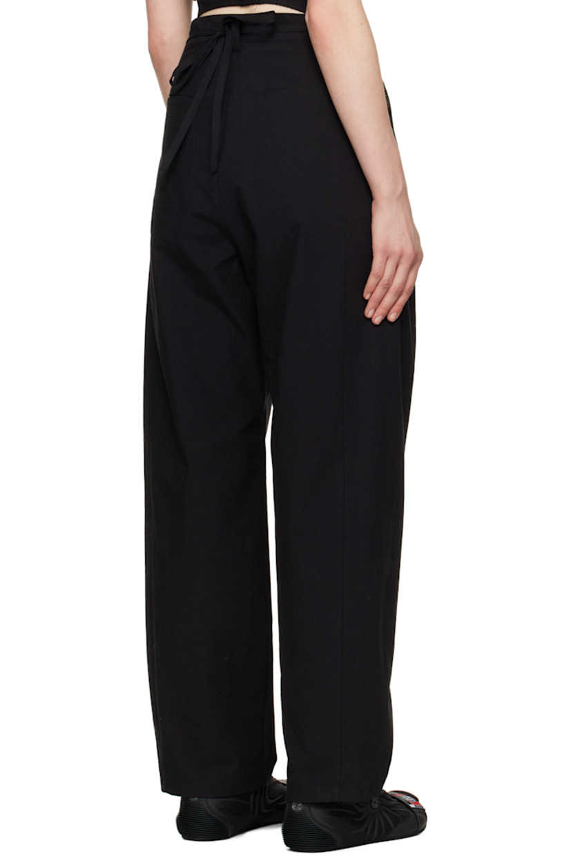 Wide-leg crinkled cotton poplin trousers.

· Belt loops
· Detachable beaded cinch belt 
· Four-pocket styling
· Zip fly 
· Pleats at front 
· Steel hardware 

Supplier color: Black