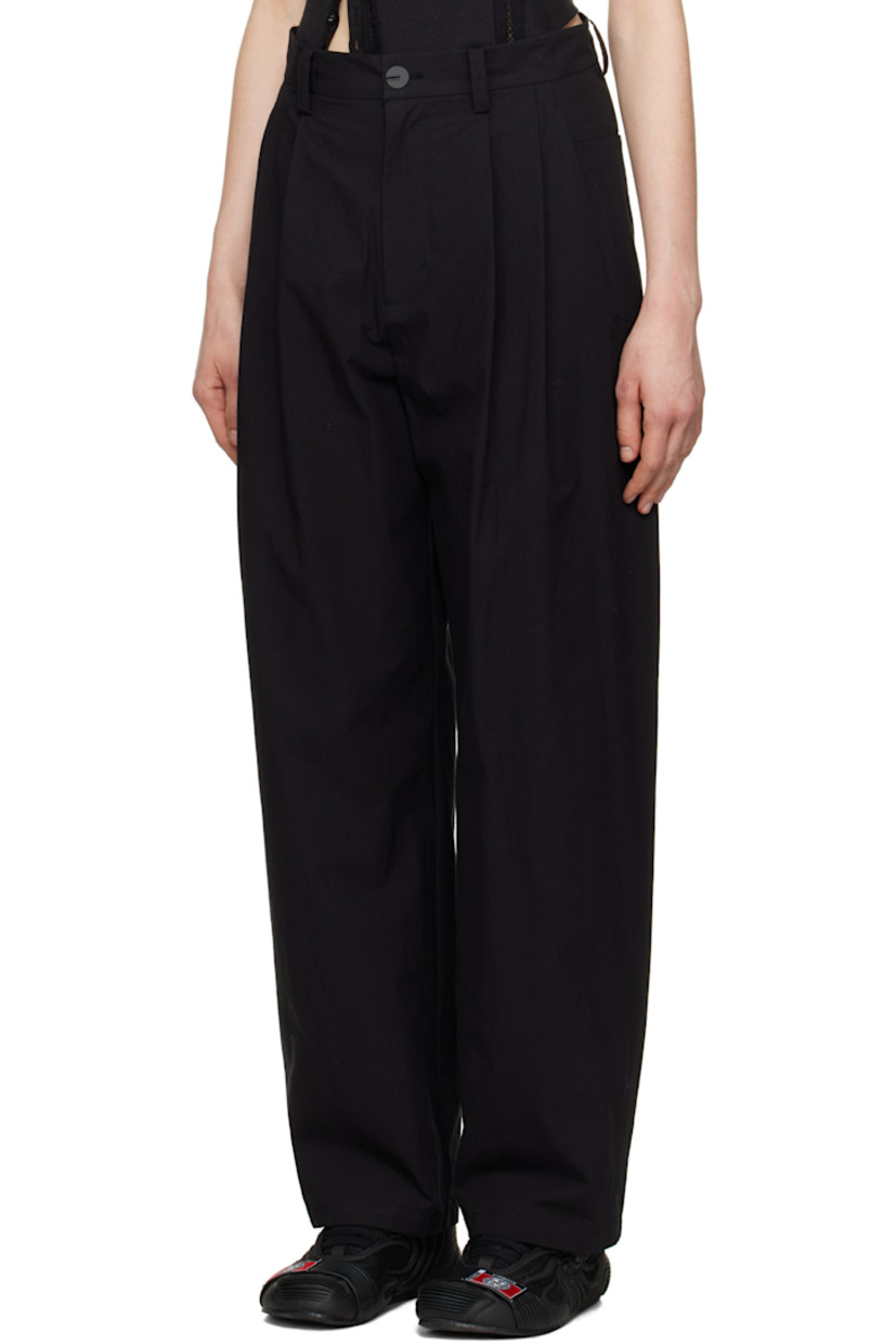 Wide-leg crinkled cotton poplin trousers.

· Belt loops
· Detachable beaded cinch belt 
· Four-pocket styling
· Zip fly 
· Pleats at front 
· Steel hardware 

Supplier color: Black