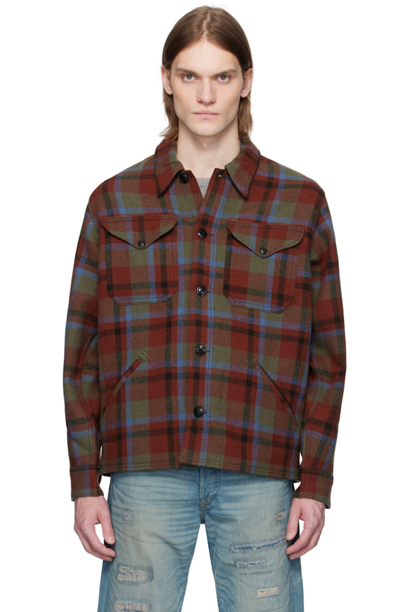 Wool melton jacket. Check pattern throughout.

· Spread collar
· Button closure
· Flap and welt pockets
· Single-button barrel cuffs
· Unlined 

Supplier color: Maroon plaid