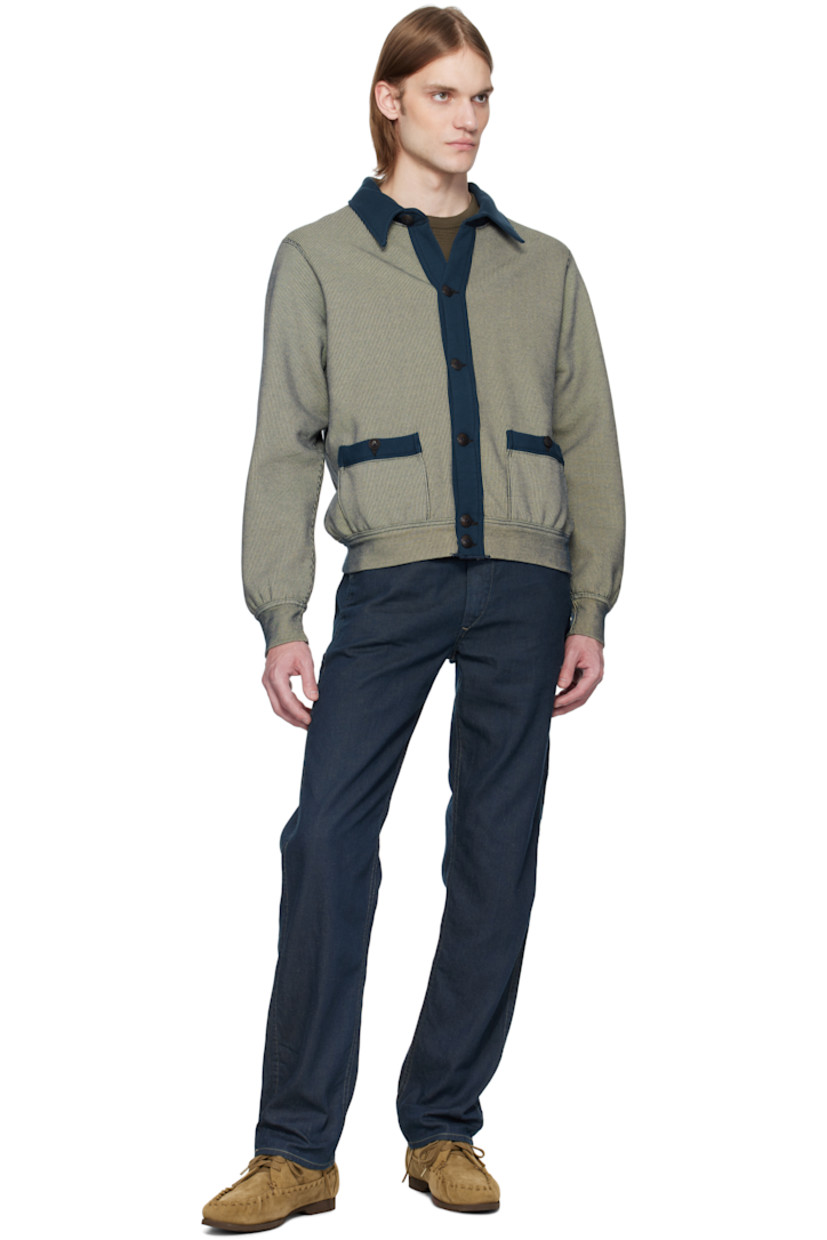 Indigo-dyed non-stretch Sanforized® cotton- and linen-blend denim jeans.

· Straight-leg
· Mid-rise
· Belt loops and suspender buttons at waistband
· Five-pocket styling
· Button fly
· Patch pocket at outseam
· Logo patch and cinch strap at back waistband
· Logo-engraved antiqued silver-tone hardware
· Contrast stitching in beige

Supplier color: Dark indigo wash