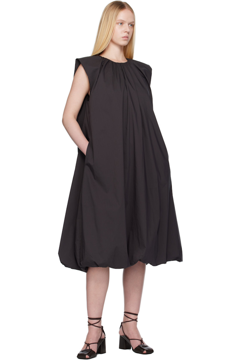 Cotton-blend poplin minidress. Gathering throughout.

· Puff construction
· Round neck 
· Zip closure with hook-eye at back collar
· Fully lined

Supplier color: Charcoal