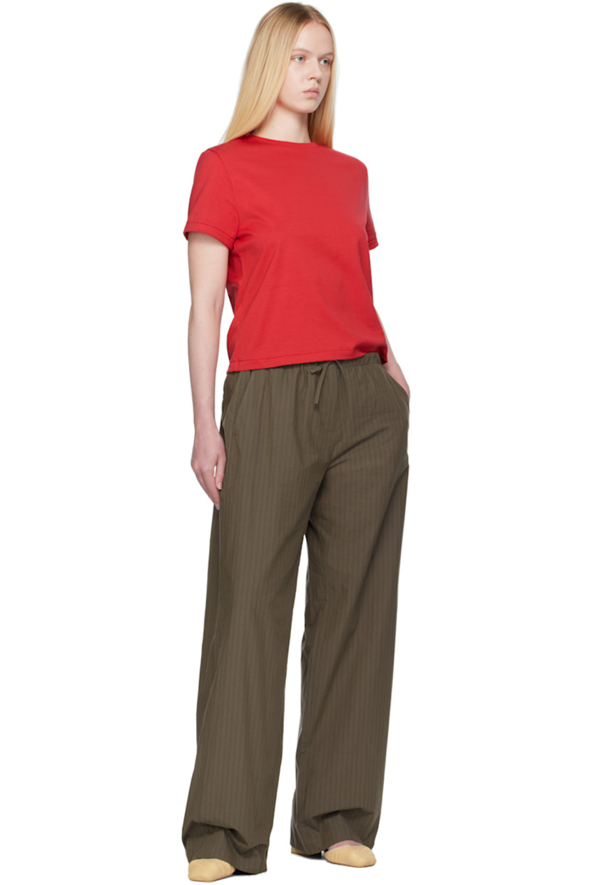 Cotton poplin lounge pants. Striped pattern throughout.

· Drawstring at elasticized waistband
· Four-pocket styling
· Zip fly

Supplier color: Brown