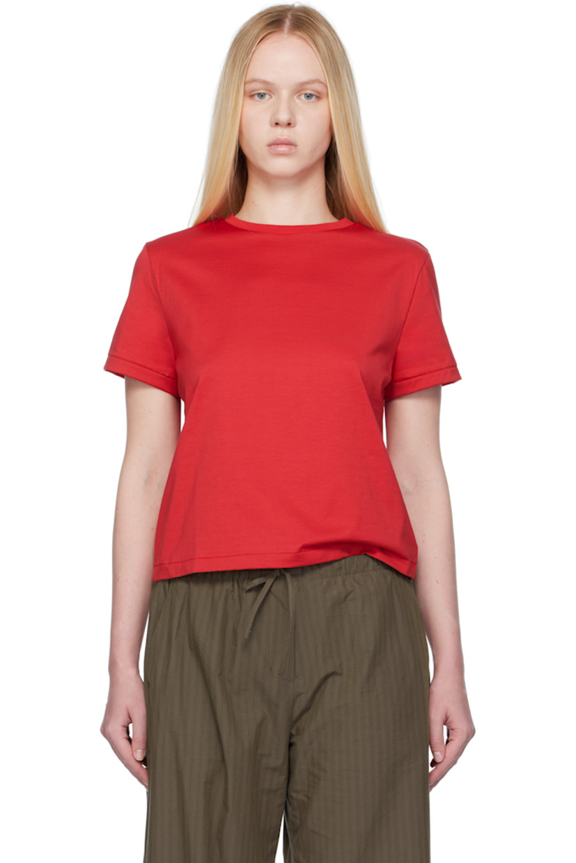 Cotton jersey T-shirt.

· Boxy-fit
· Rib-knit crewneck

Supplier color: Red