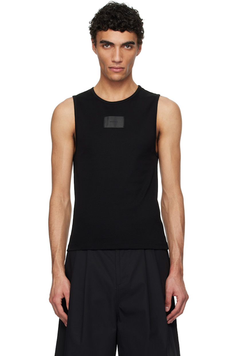 Slim-fit cotton jersey tank top.

· Rib-knit crewneck and armscyes
· Logo patch at chest

Supplier color: Black