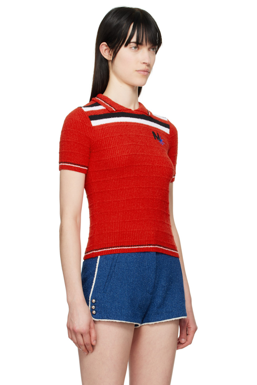 Rib-knit cotton-blend bouclé polo. Stripes throughout. 

· Spread collar
· Logo graphic embroidered at chest
· Logo embroidered at back

Supplier color: Red