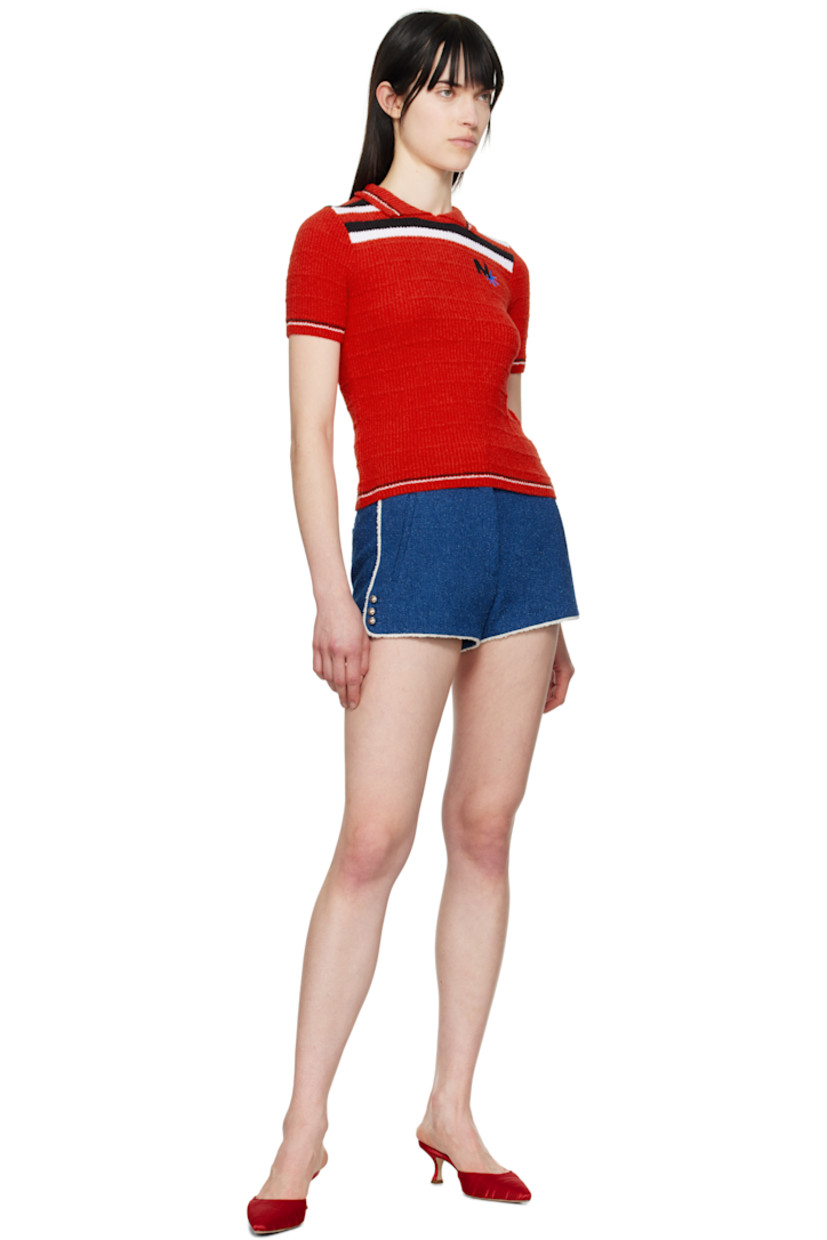 Rib-knit cotton-blend bouclé polo. Stripes throughout. 

· Spread collar
· Logo graphic embroidered at chest
· Logo embroidered at back

Supplier color: Red