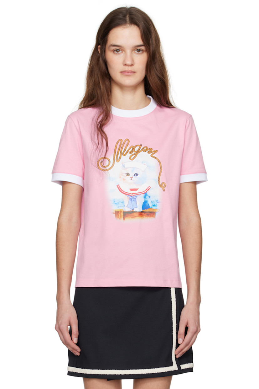 Cotton jersey T-shirt.

· Rib-knit crewneck and cuffs
· Logo graphic printed at front

Supplier color: Pink