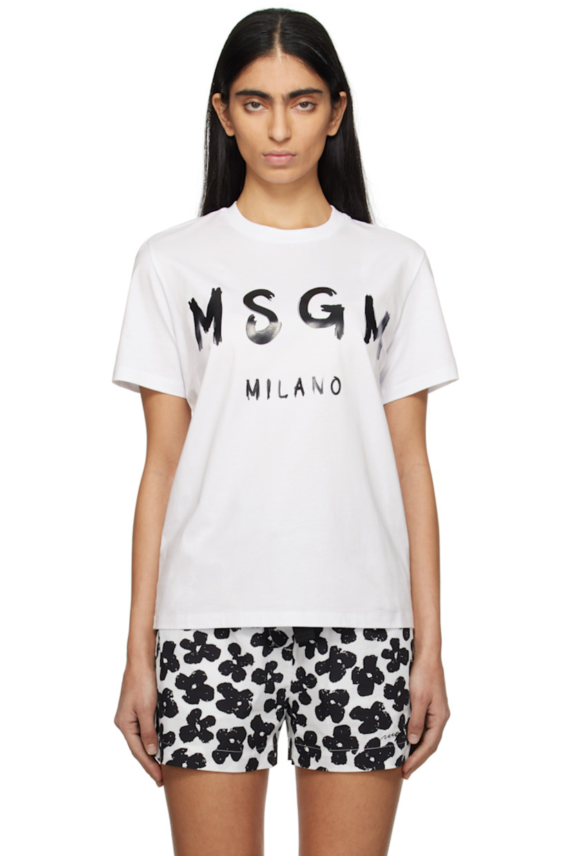 Cotton jersey T-shirt.

· Rib-knit crewneck
· Logo printed at front

Supplier color: White