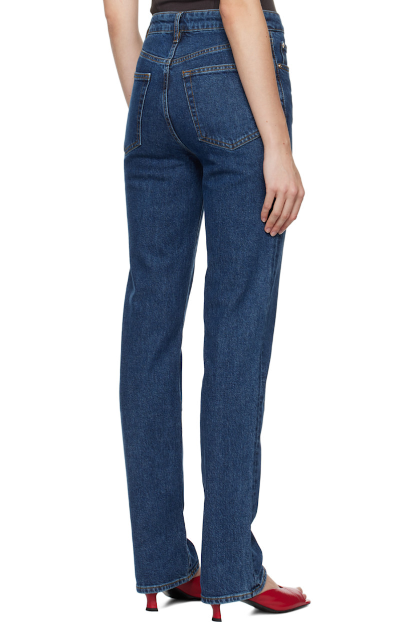 Slim-fit straight-leg stretch denim jeans. Fading throughout. 

· High-rise 
· Belt loops
· Five-pocket styling
· Zip-fly
· Logo-engraved silver-tone hardware
· Contrast stitching in tan 

Supplier color: Written