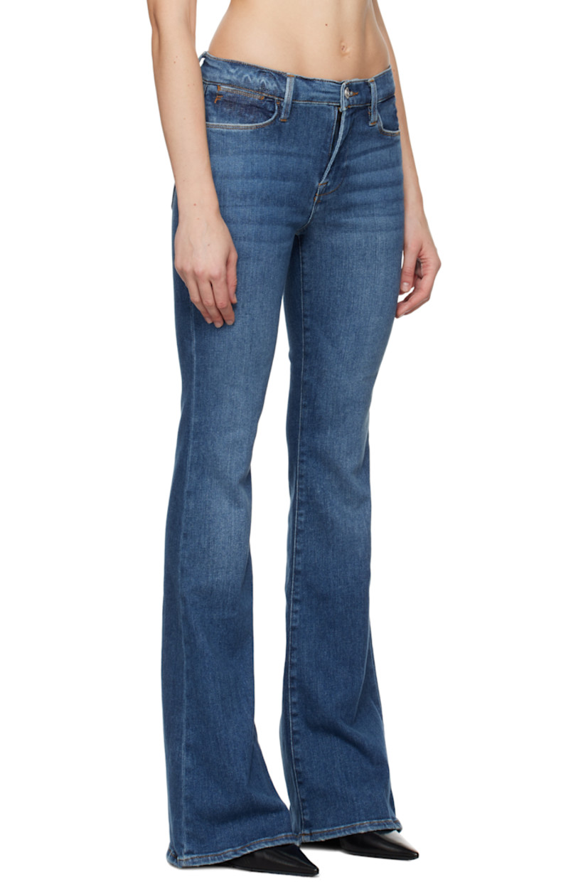Slim-fit flared stretch denim jeans. Fading and whiskering throughout. 

· High-rise
· Belt loops
· Five-pocket styling
· Zip-fly
· Logo-engraved silver-tone hardware
· Contrast stitching in tan 

Supplier color: Bestia