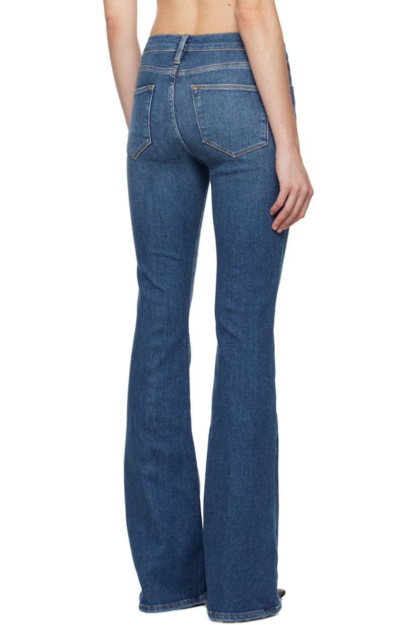 Slim-fit flared stretch denim jeans. Fading and whiskering throughout. 

· High-rise
· Belt loops
· Five-pocket styling
· Zip-fly
· Logo-engraved silver-tone hardware
· Contrast stitching in tan 

Supplier color: Bestia
