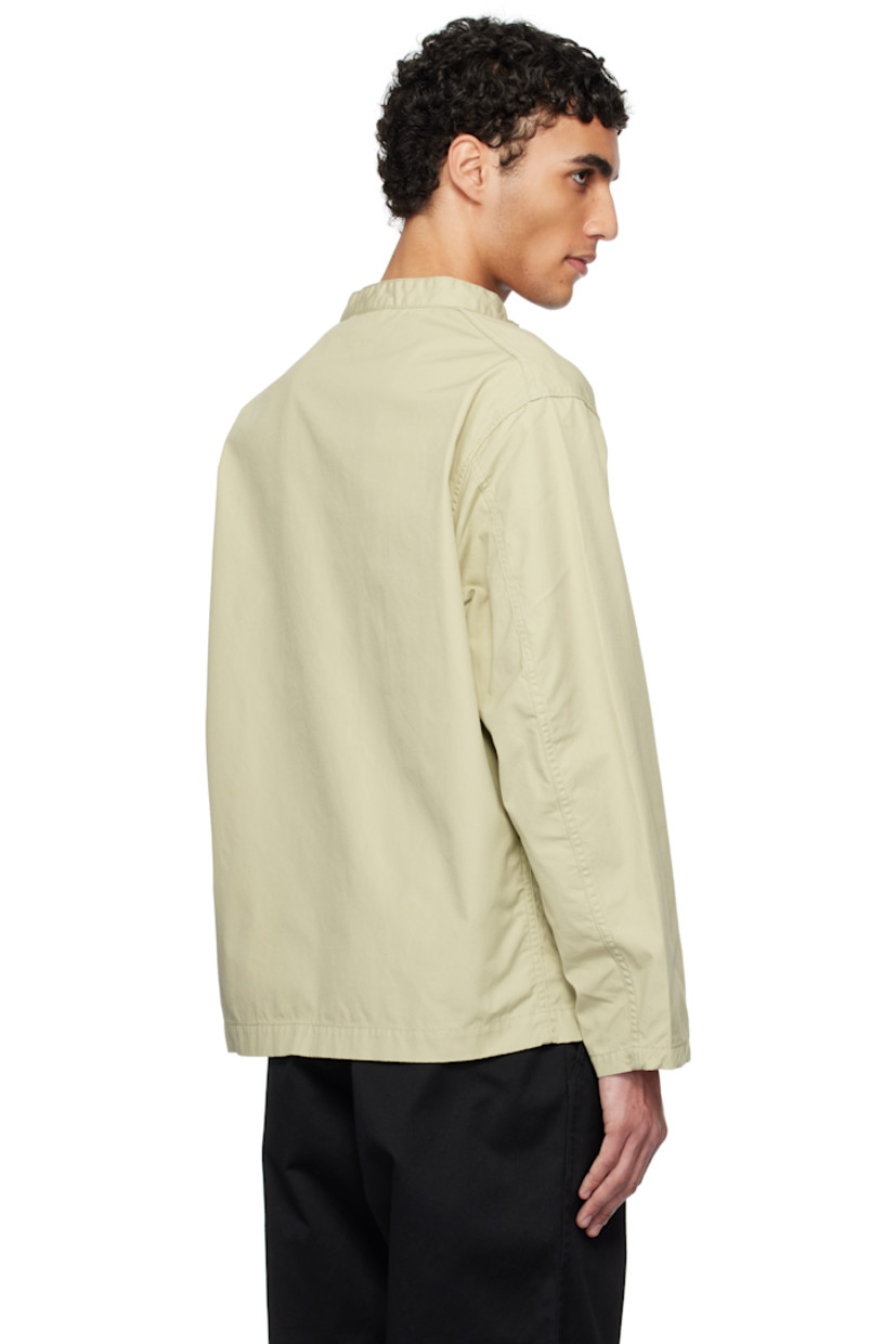 Plain-woven cotton-and polyester-blend jacket. Lightweight and quick-drying.

· Band collar
· Button closure
· Welt pockets
· Zip pocket at interior

Part of the ONE OCEAN, ALL LANDS capsule.

Supplier color: Light green