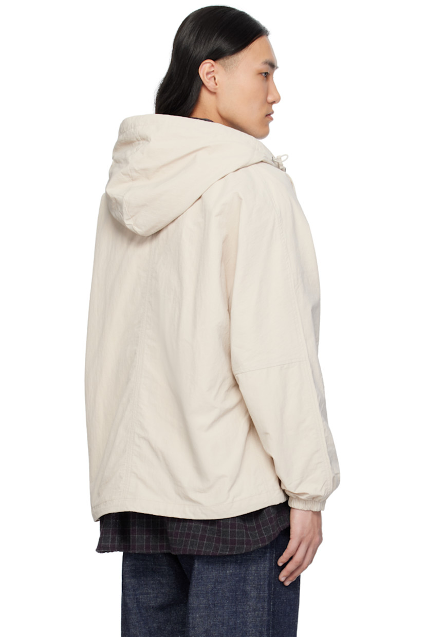Reversible oversized crinkled nylon taffeta jacket. Water-repellent.

Reverse in off-white polyester jersey. Quick-drying.

· Bungee-style drawstring at hood
· Zip closure
· Text printed at chest
· Welt pockets
· Drawstring at hem
· Dropped shoulders
· Logo patch at elasticized cuffs
· Text patch at back collar
· Patch pockets at interior

Supplier color: Sand beige