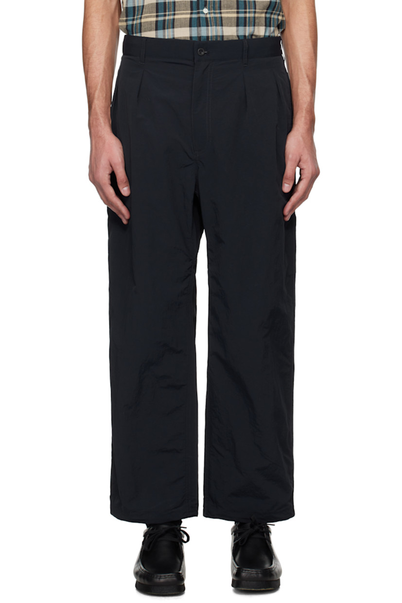 Wide straight-leg recycled nylon taffeta trousers.

· Water-repellent
· Concealed drawstring at waistband
· Belt loops
· Four-pocket styling
· Zip fly
· Pleats at front
· Bungee-style drawstring at cuffs
· Logo patch at back

Supplier color: Black