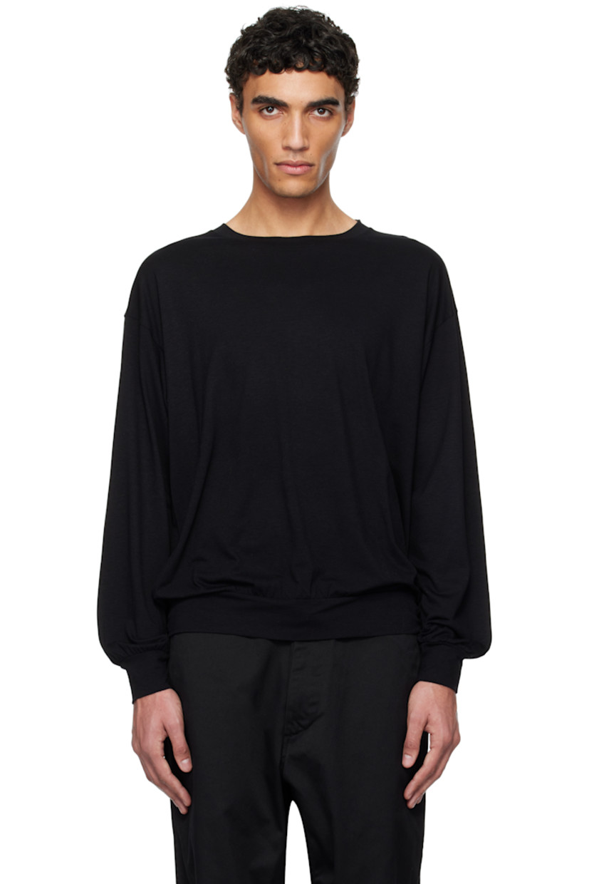 Super 120s wool jersey sweater. Rib-knit crewneck, hem, and cuffs.

Part of the ONE OCEAN, ALL LANDS capsule.

Supplier color: Black