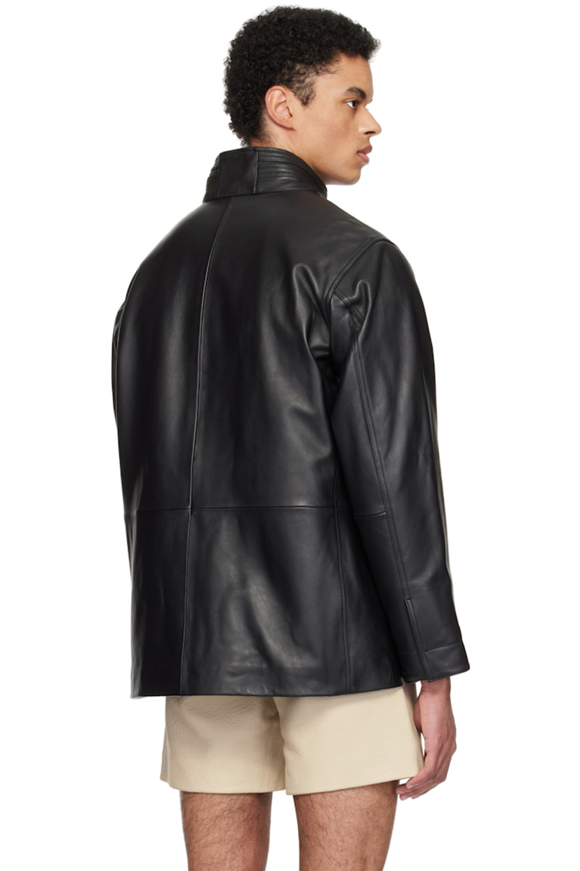 Aniline-dyed grained lambskin jacket.

· Stand collar
· Two-way zip closure with press-stud placket
· Flap pockets
· Press-stud fastening at vented cuffs
· Welt pocket at interior
· Full plain-woven cotton lining

Supplier color: Black