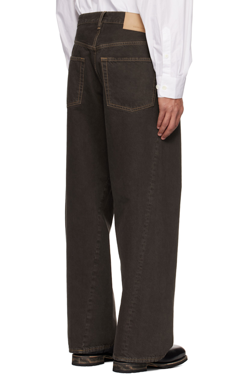 Wide-leg non-stretch organic cotton denim jeans. Hand-treated fading and subtle distressing throughout.

· Garment-dyed- and -washed
· Belt loops
· Five-pocket styling
· Button fly
· Twisted inseams and outseams
· Leather logo patch at back waistband
· Logo-engraved silver-tone hardware
· Contrast stitching in tan

Supplier color: Vintage brown