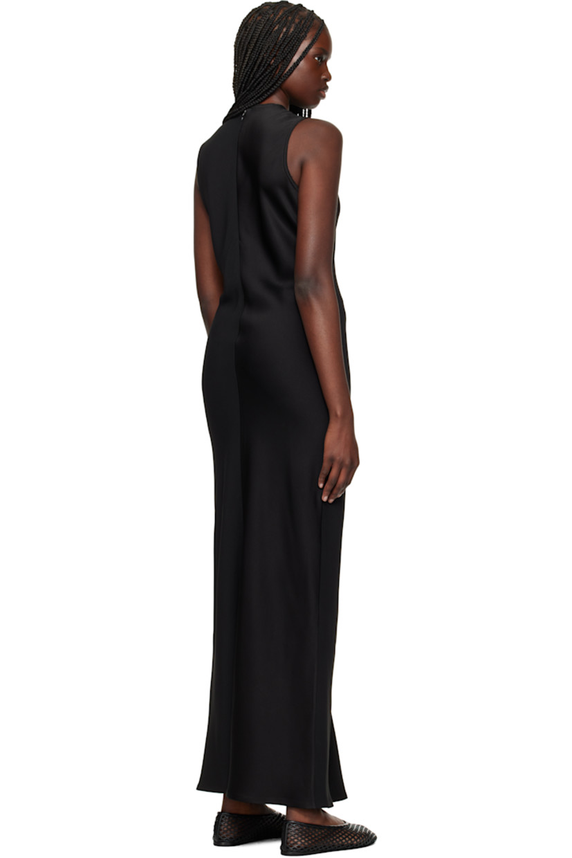 Acetate- and viscose-blend satin and crêpe maxi dress.

· Paneled construction
· Raw edge at round neck and armscyes
· Logo hardware at hem
· Zip closure at back

Supplier color: Black