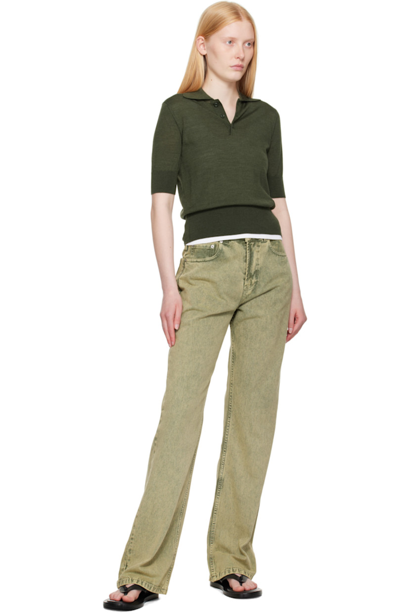 Knit extrafine merino wool- and silk-blend polo.

· Rib-knit spread collar, hem, and cuffs
· Three-button placket
· Logo embroidered at front

Supplier color: Loden