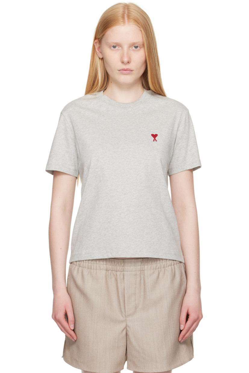 Organic cotton jersey T-shirt.

· Rib-knit crewneck
· Logo embroidered at chest and back collar 

Supplier color: Heather ash grey