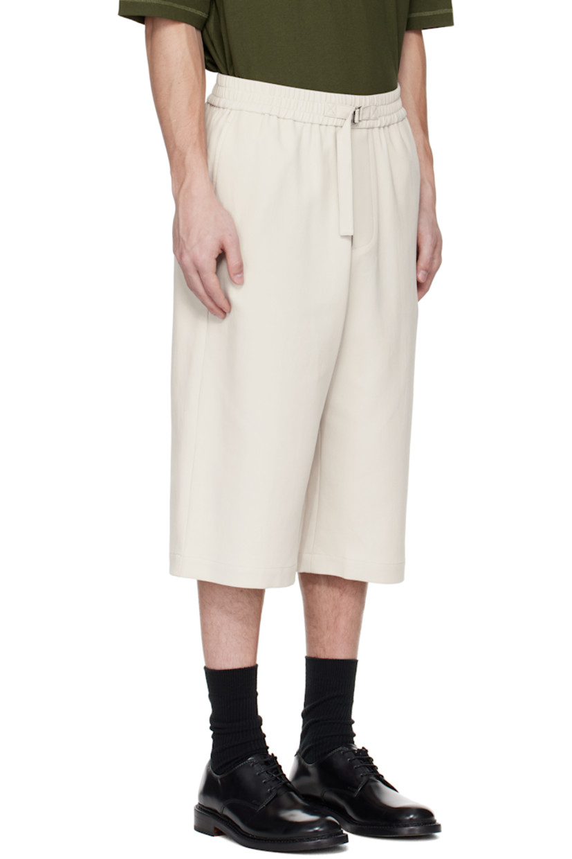 Cotton twill shorts.

· Cinch tab at elasticized waistband
· Four-pocket styling
· Mock fly
· Logo hardware at back pocket
· Logo-engraved silver-tone hardware

Supplier color: Mastic