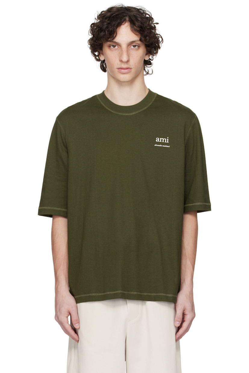 Organic cotton jersey T-shirt.

· Rib-knit crewneck
· Logo bonded at chest
· Logo embroidered at back collar

Supplier color: Loden