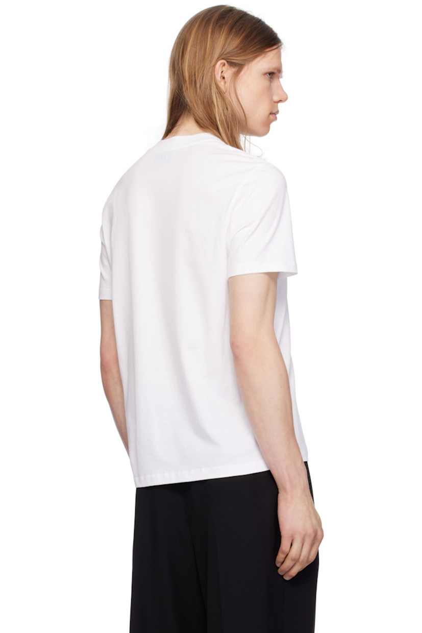 Organic cotton jersey T-shirt.

· Rib-knit crewneck
· Embroidered logo at chest and back collar

Supplier color: White