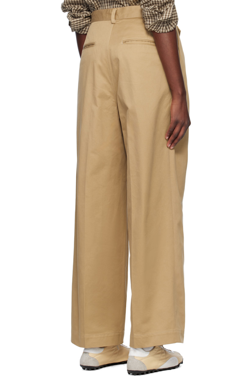 Wide-leg cotton twill trousers.

· Belt loops
· Five-pocket styling
· Zip fly
· Pleats at front
· Creased legs

Supplier color: Camel brown