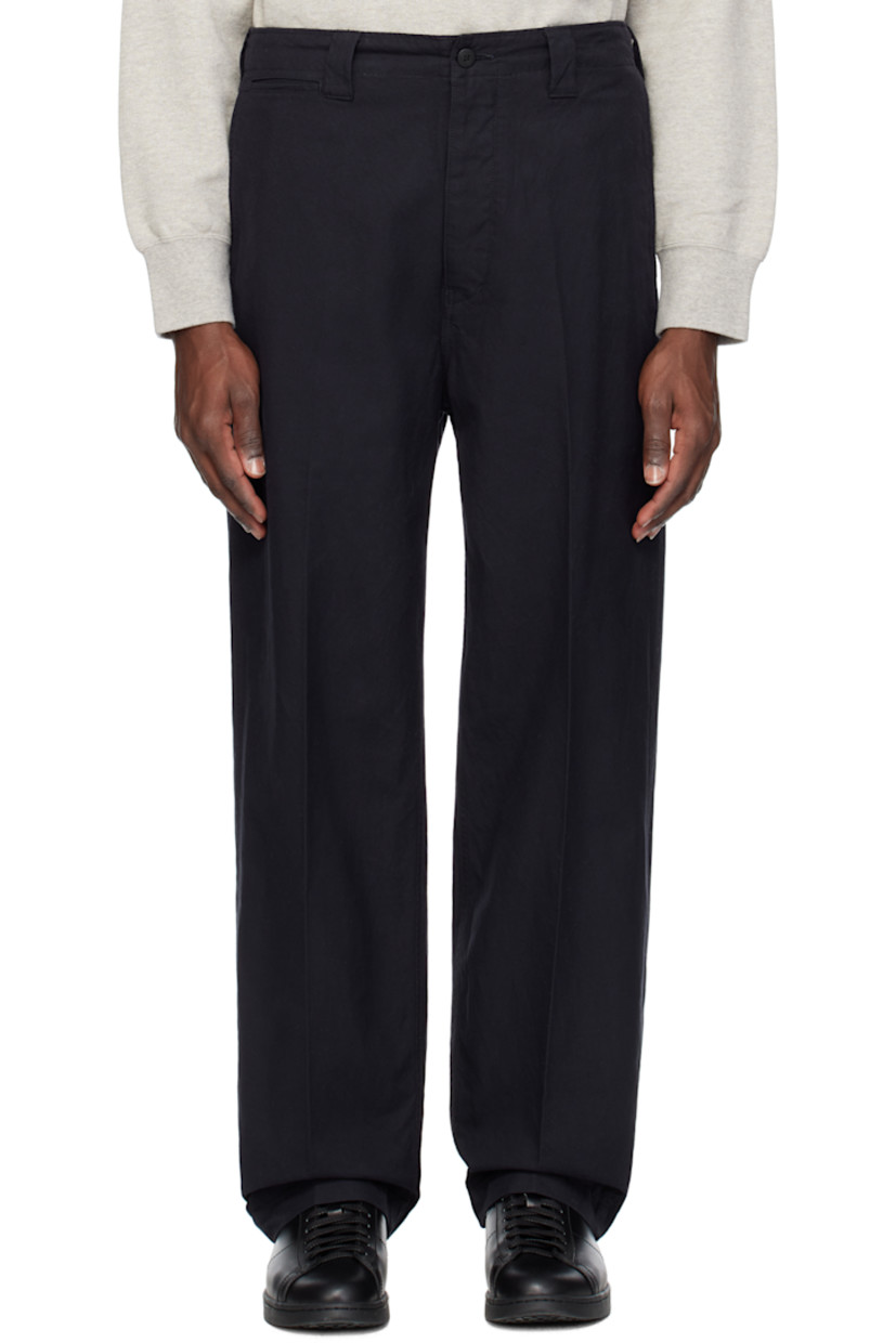 Wide-leg cotton twill trousers.

· Belt loops
· Five-pocket styling
· Button-fly
· Creased legs

Supplier color: Navy