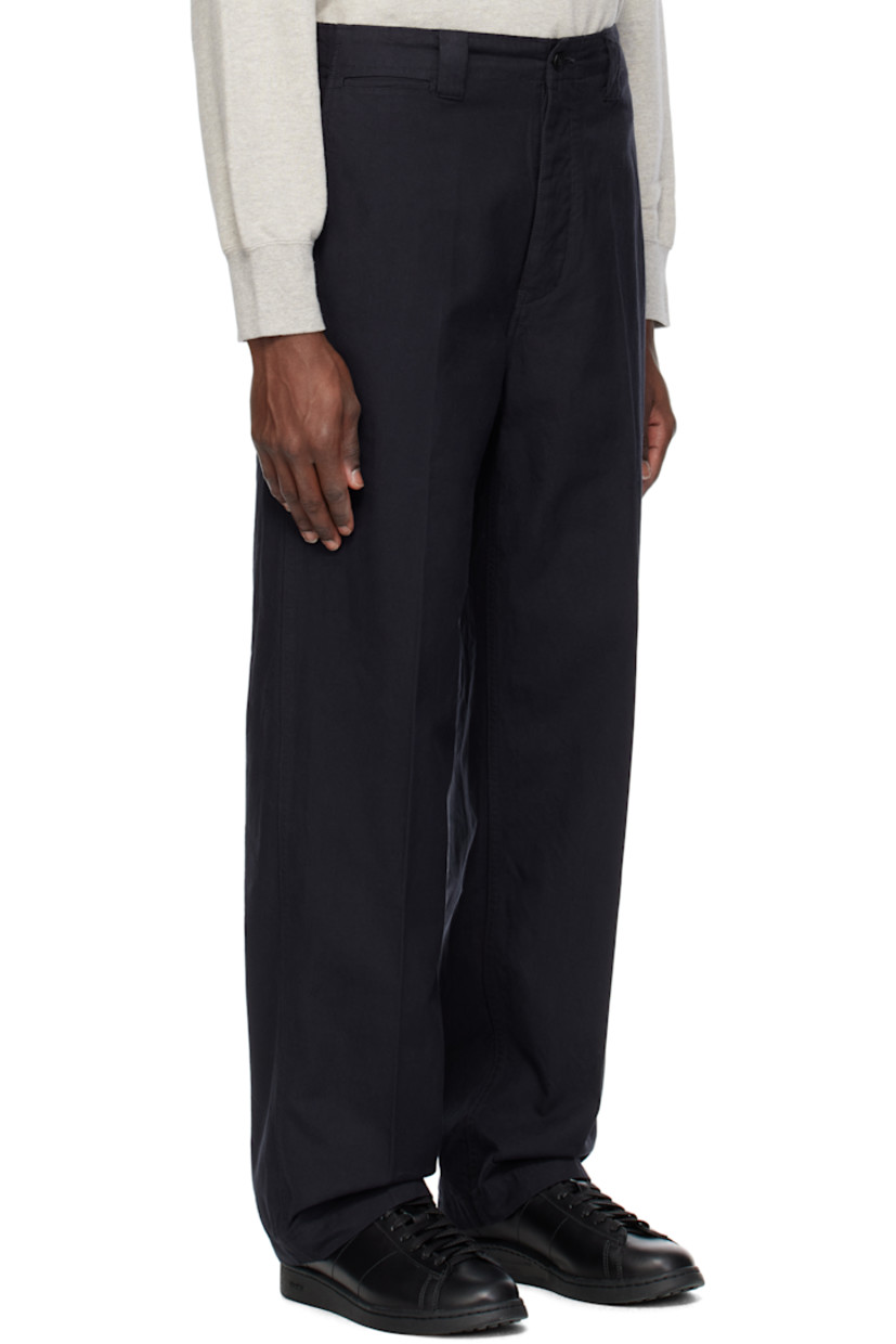Wide-leg cotton twill trousers.

· Belt loops
· Five-pocket styling
· Button-fly
· Creased legs

Supplier color: Navy
