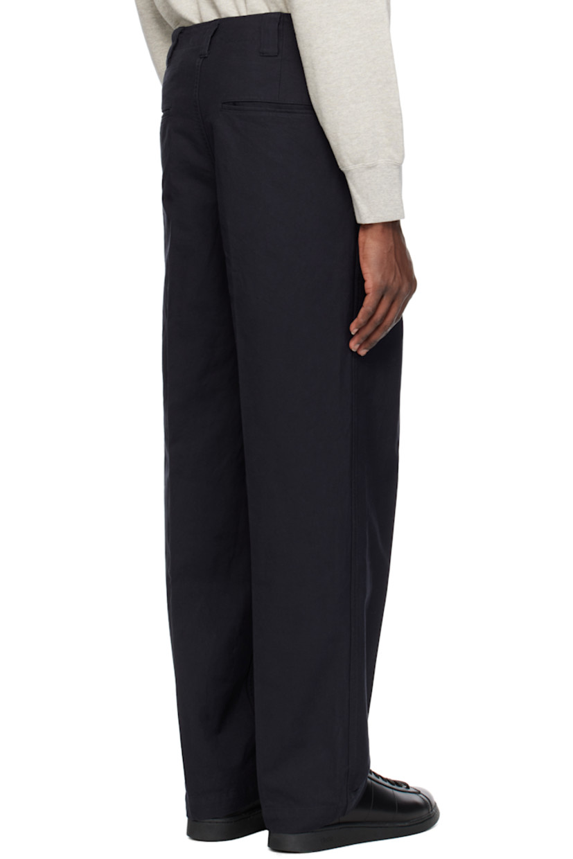 Wide-leg cotton twill trousers.

· Belt loops
· Five-pocket styling
· Button-fly
· Creased legs

Supplier color: Navy