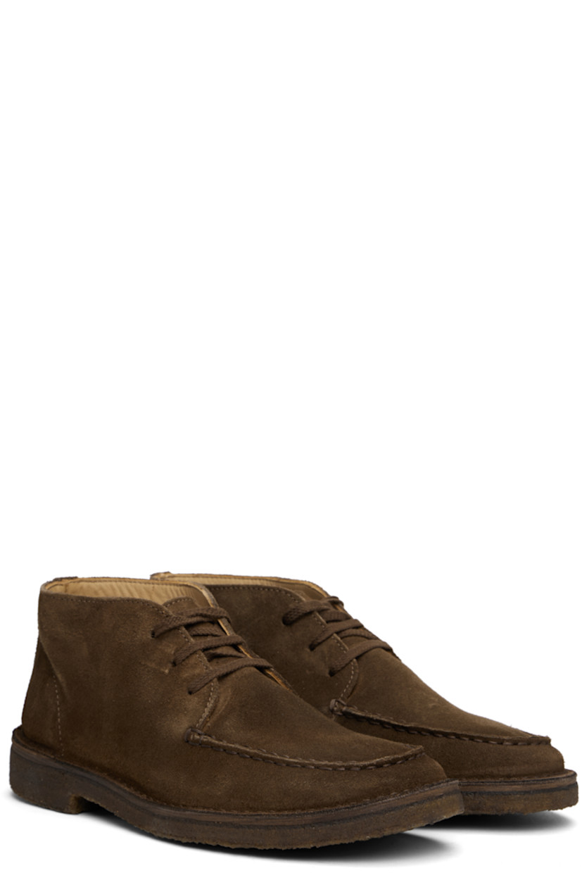 Handcrafted ankle-high suede desert boots in brown.

· Moc toe
· Lace-up closure
· Suede and grained leather lining 
· Crêpe rubber sole 

Supplier color: Brown