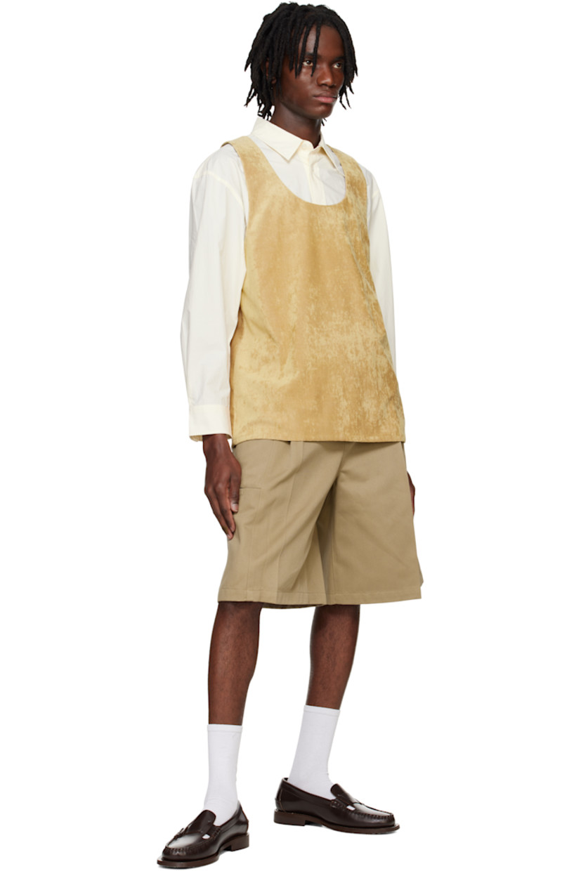 Stretch rayon-blend crushed velvet tank top.

· Scoop neck
· Hardware at back collar
· Partial stretch satin lining

Supplier color: Sand beige