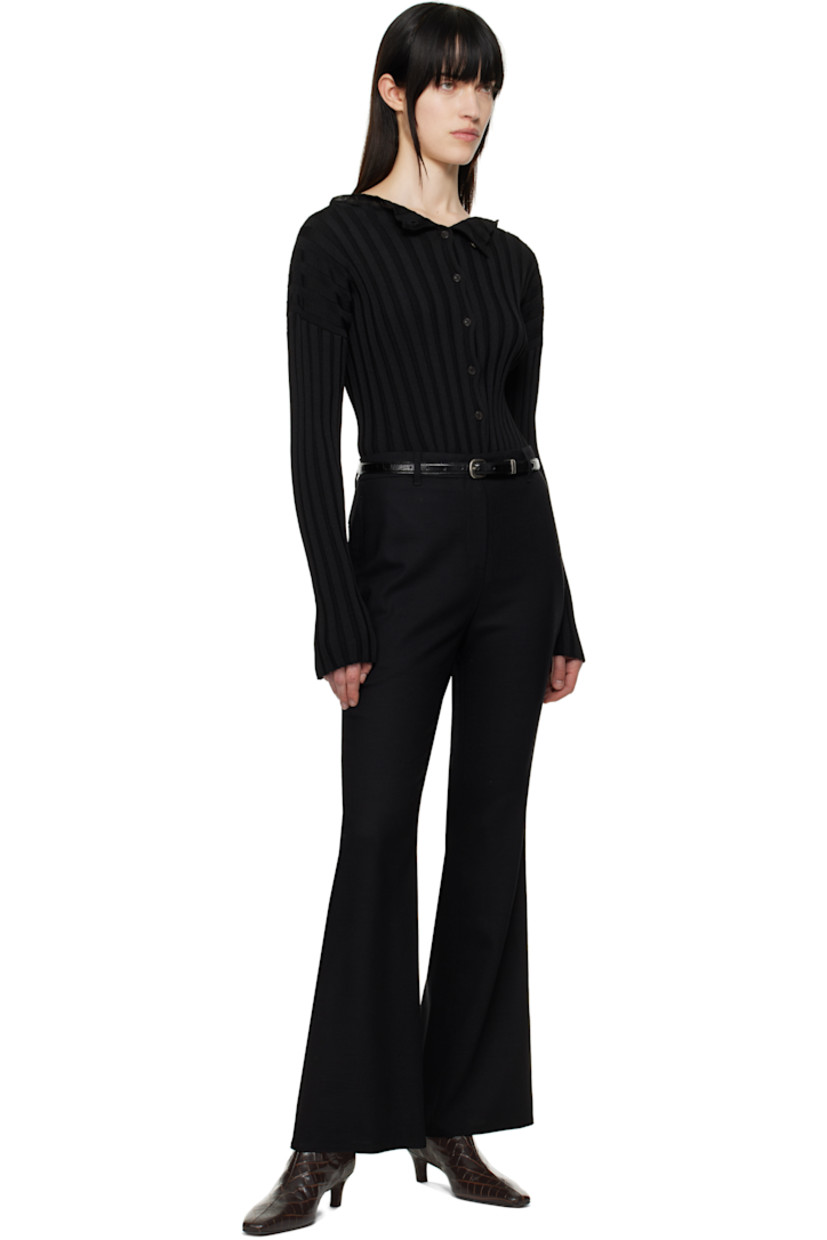Rib-knit rayon-blend cardigan.

· Boatneck
· Button closure
· Dropped shoulders

Supplier color: Black
