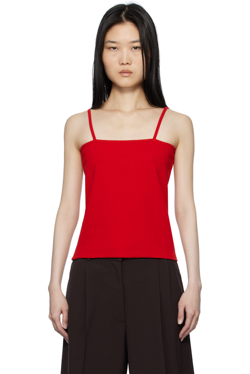 Rib-knit stretch cotton tank top. 

· Square neck
· Fixed shoulder straps

Supplier color: Red