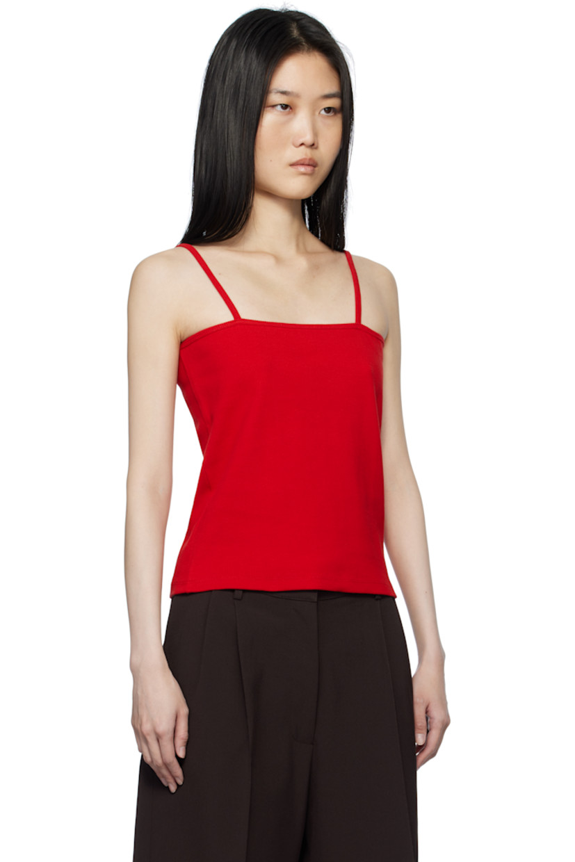 Rib-knit stretch cotton tank top. 

· Square neck
· Fixed shoulder straps

Supplier color: Red