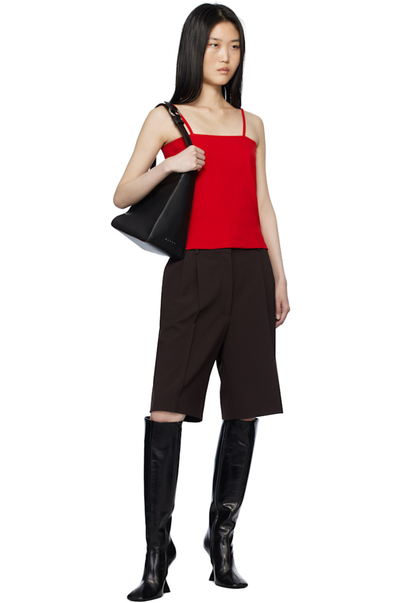 Rib-knit stretch cotton tank top. 

· Square neck
· Fixed shoulder straps

Supplier color: Red