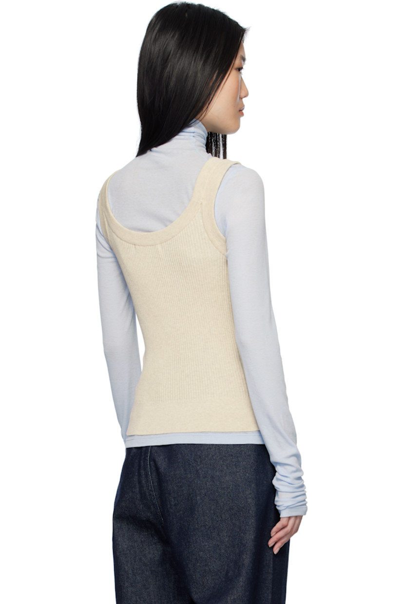 Rib-knit cotton-blend tank top. Scoop neck.

Supplier color: Beige
