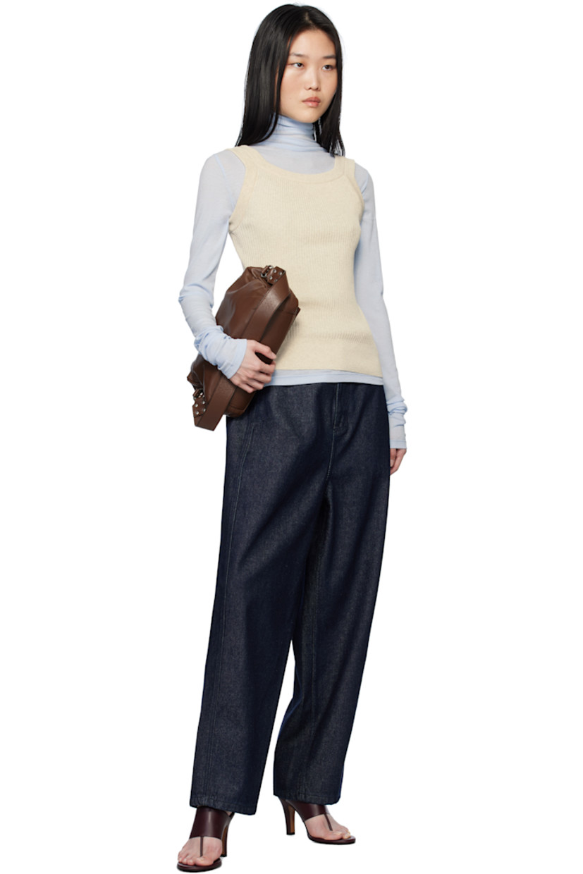 Rib-knit cotton-blend tank top. Scoop neck.

Supplier color: Beige