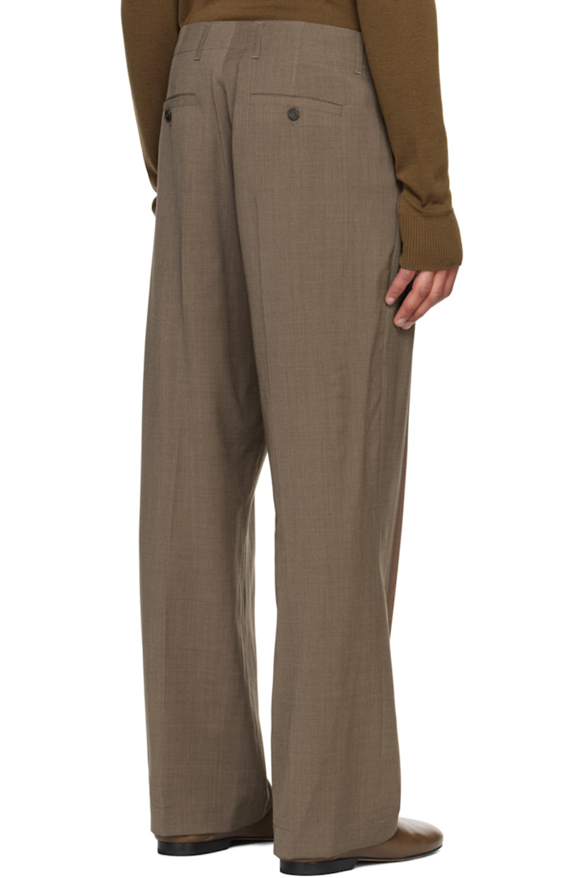Lightweight stretch wool-blend twill trousers. 

· Belt loops and detachable cinch belt
· Four-pocket styling 
· Zip-fly
· Pleats at front 
· Creased legs

Supplier color: Beige