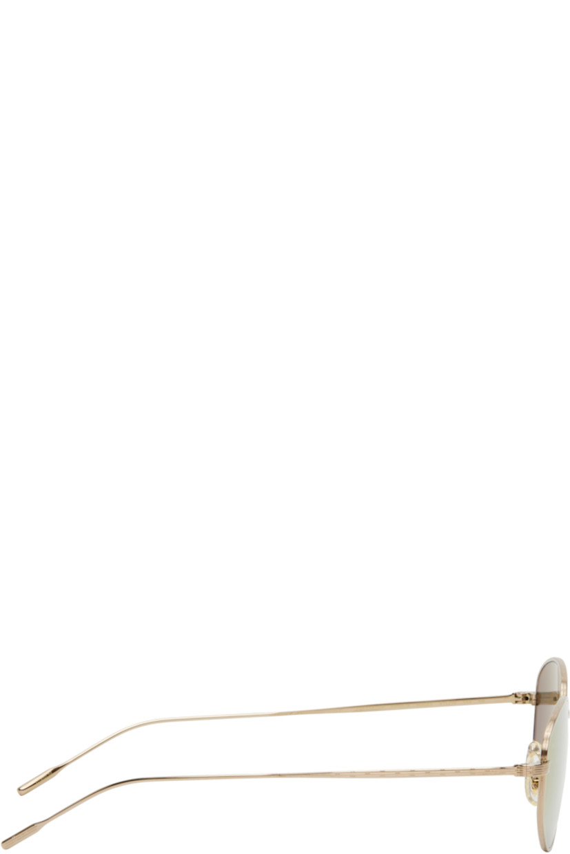 Handcrafted oval titanium-frame sunglasses in gold tone.

· Anti-reflective gold tone mineral glass lenses
· 100% UVA/UVB protection
· Adjustable rubber nose pads
· Includes case
· Size: 51.19 145

Part of the 'Handmade in Japan' collection.

Supplier color: Gold