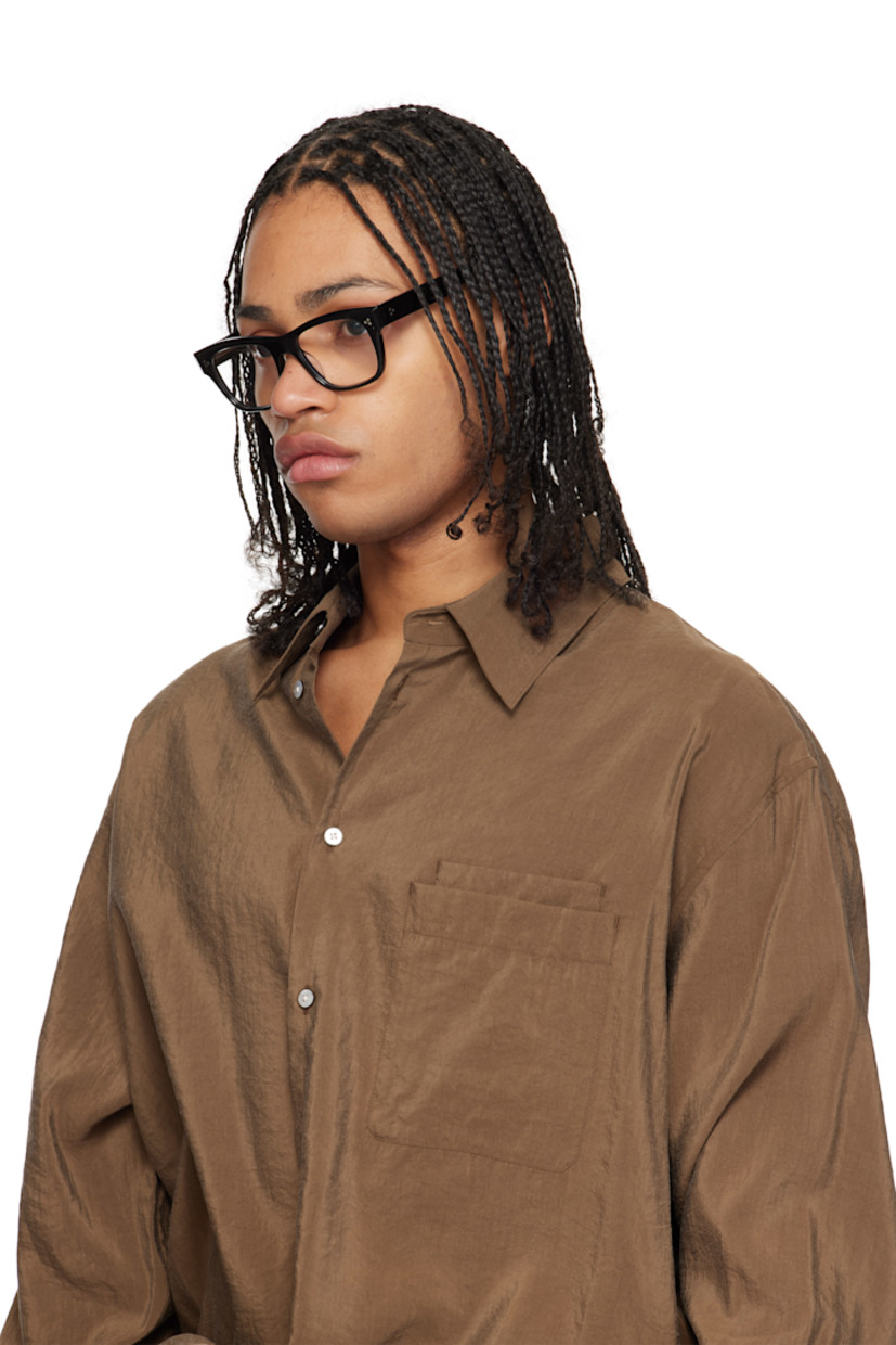 Handcrafted square acetate-frame optical glasses in black.

· Integrated nose pads
· Logo plaque at temple tip
· Includes case
· Size: 52.18 145

Supplier color: Black