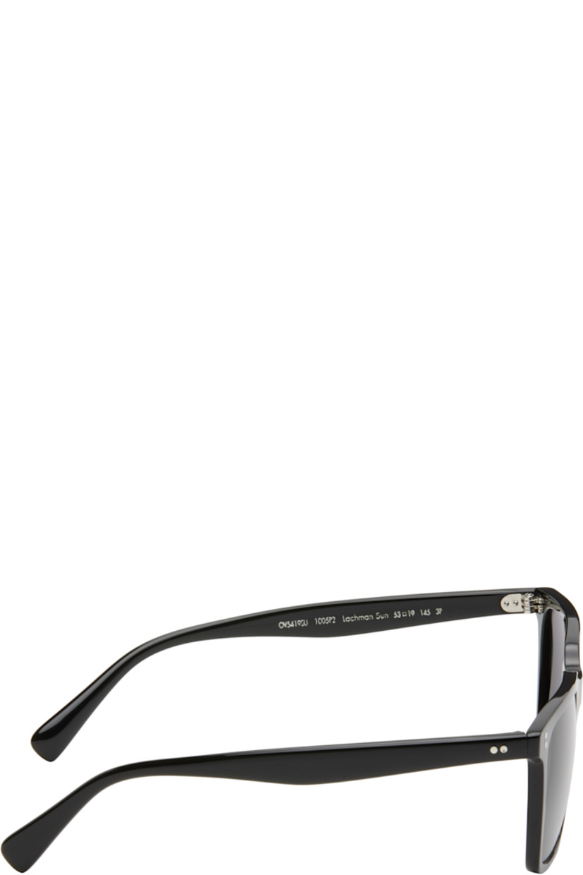 Handcrafted rectangular acetate-frame sunglasses in black.

· Polarized gray lenses 
· 100% UVA/UVB protection
· Integrated nose pads
· Inset hardware at face
· Includes case
· Size: 53.19 145

Supplier color: Black/Midnight express