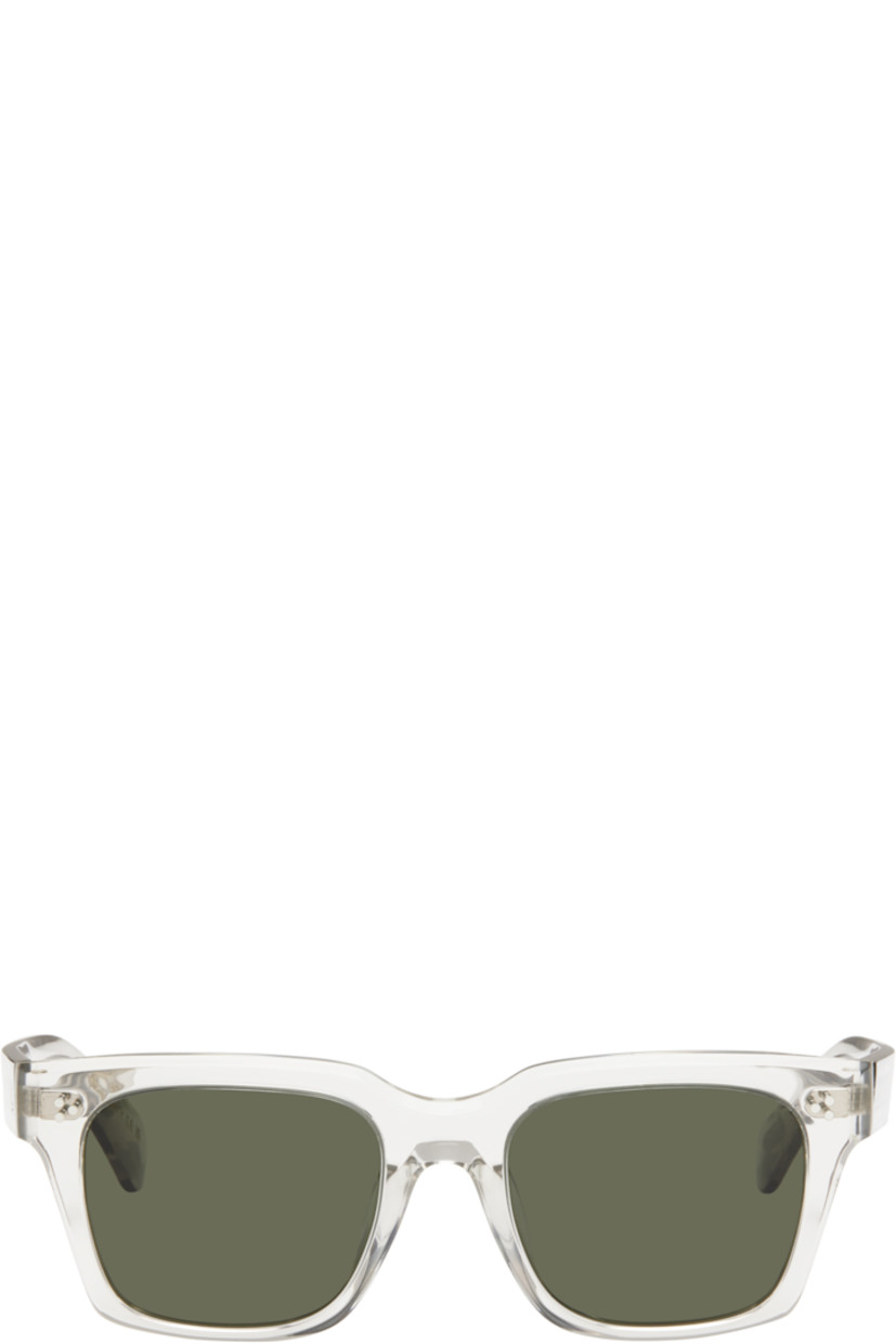 Handcrafted square transparent acetate-frame sunglasses.

· Polarized green lenses
· 100% UVA/UVB protection
· Integrated nose pads
· Inset hardware at face and temples
· Inset logo plaque at temple tips
· Filigree detailing at exposed core wires
· Includes case
· Size: 52.20 150

Supplier color: Gravel