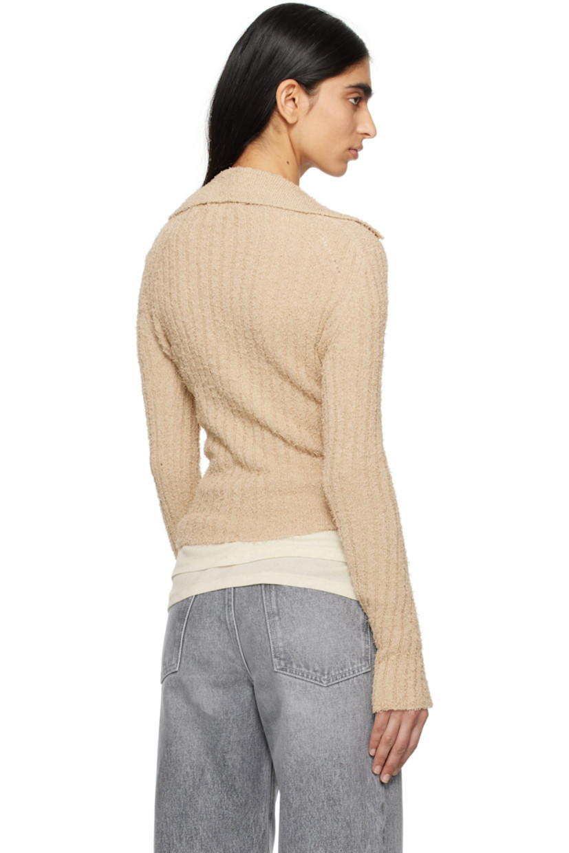 Ribbed shag-knit organic cotton-blend polo. 

· Open spread collar
· Dropped shoulders

Supplier color: Oatmeal snug