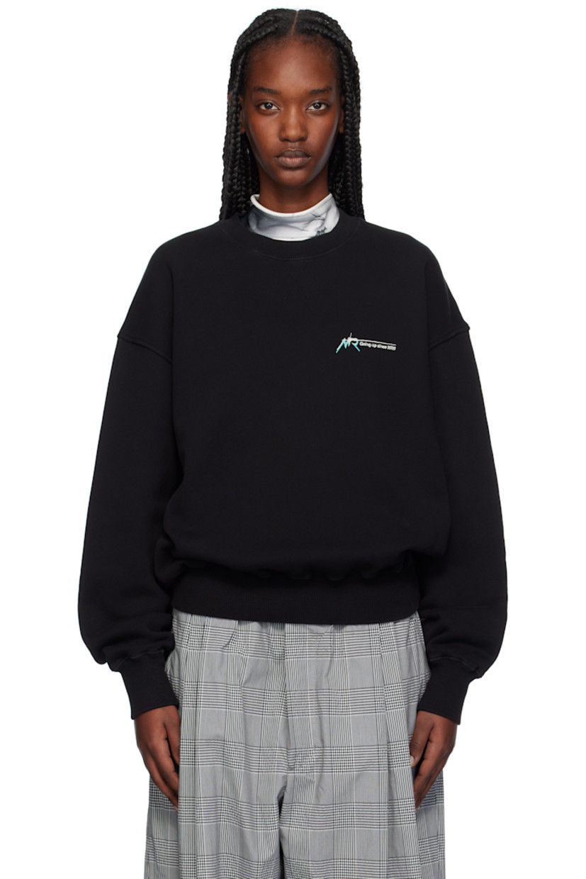 Cotton fleece sweatshirt.

· Rib-knit crewneck, hem, and cuffs
· Logo graphic embroidered at chest
· Dropped shoulders

Supplier color: Black overdye